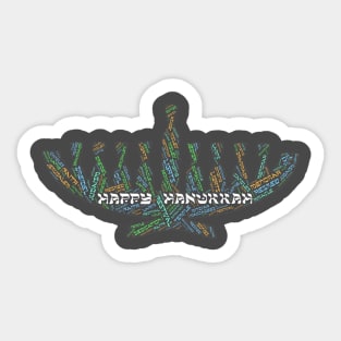 Hanukkah Menorah Wordcloud for Darker Backgrounds Sticker